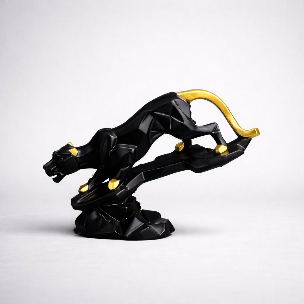 Abstract Black Gold Panther Showpiece Decorative Home Statue