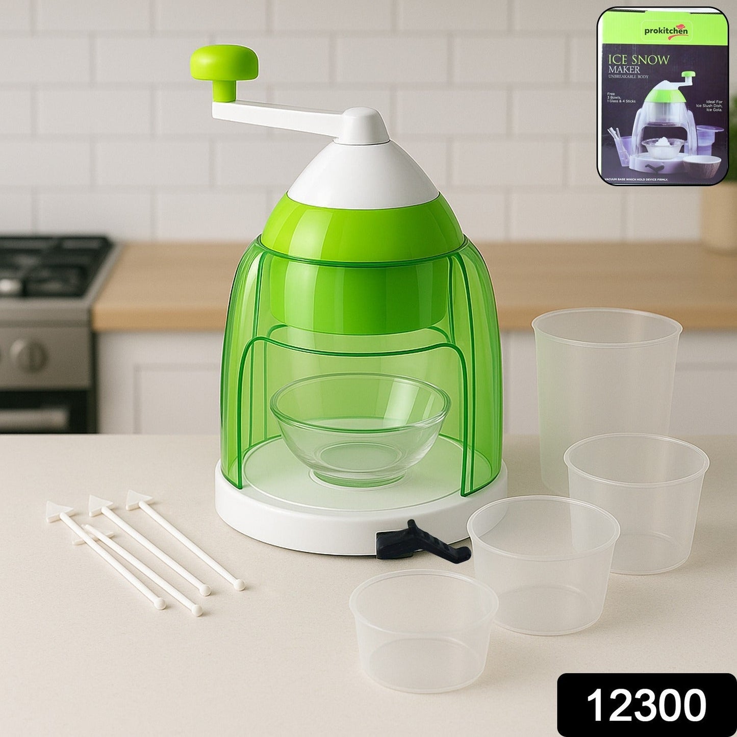 Manual Ice Crusher & Snow Cone Maker with Hand Crank