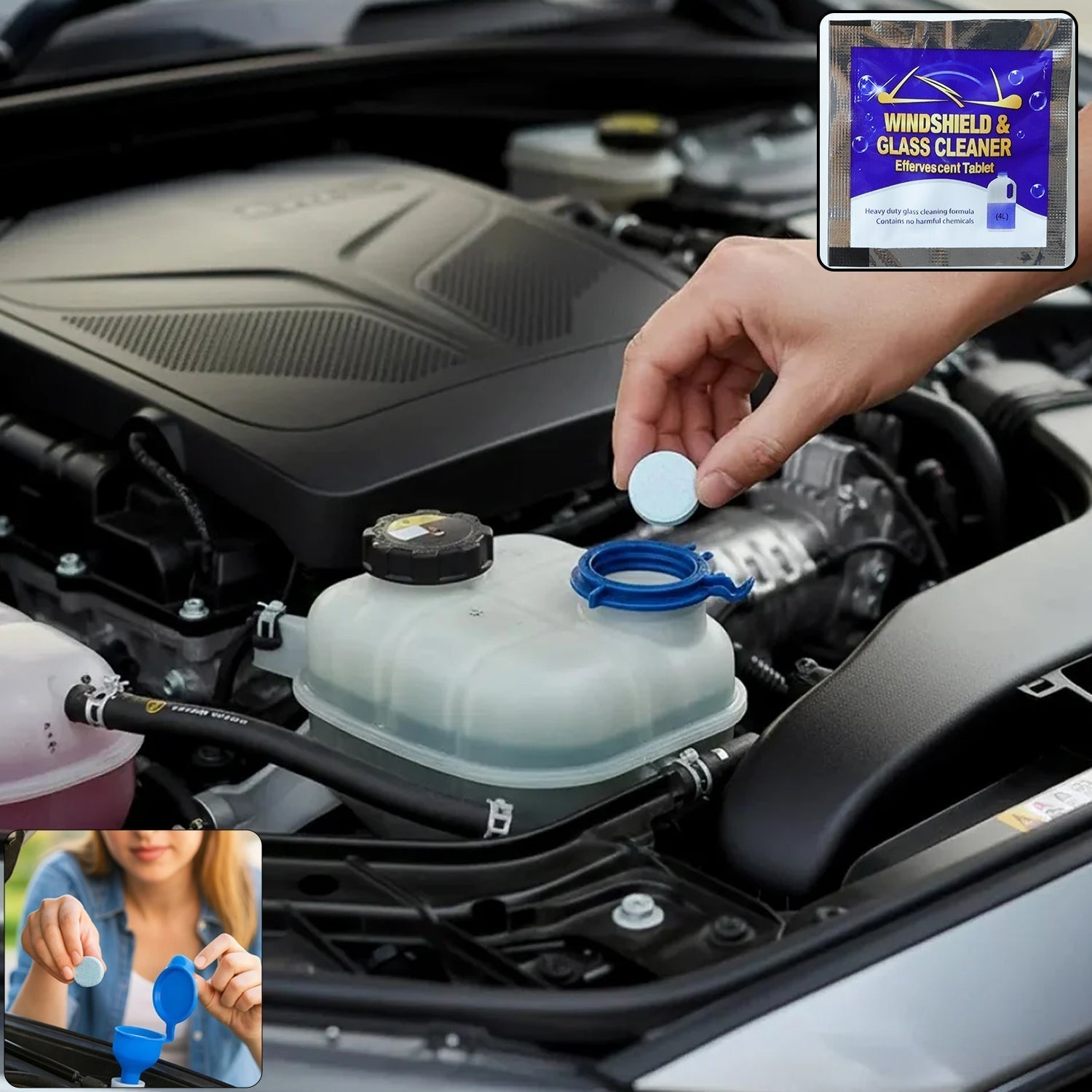 Car Windshield Glass Cleaning Effervescent Tablet (1 Pc)