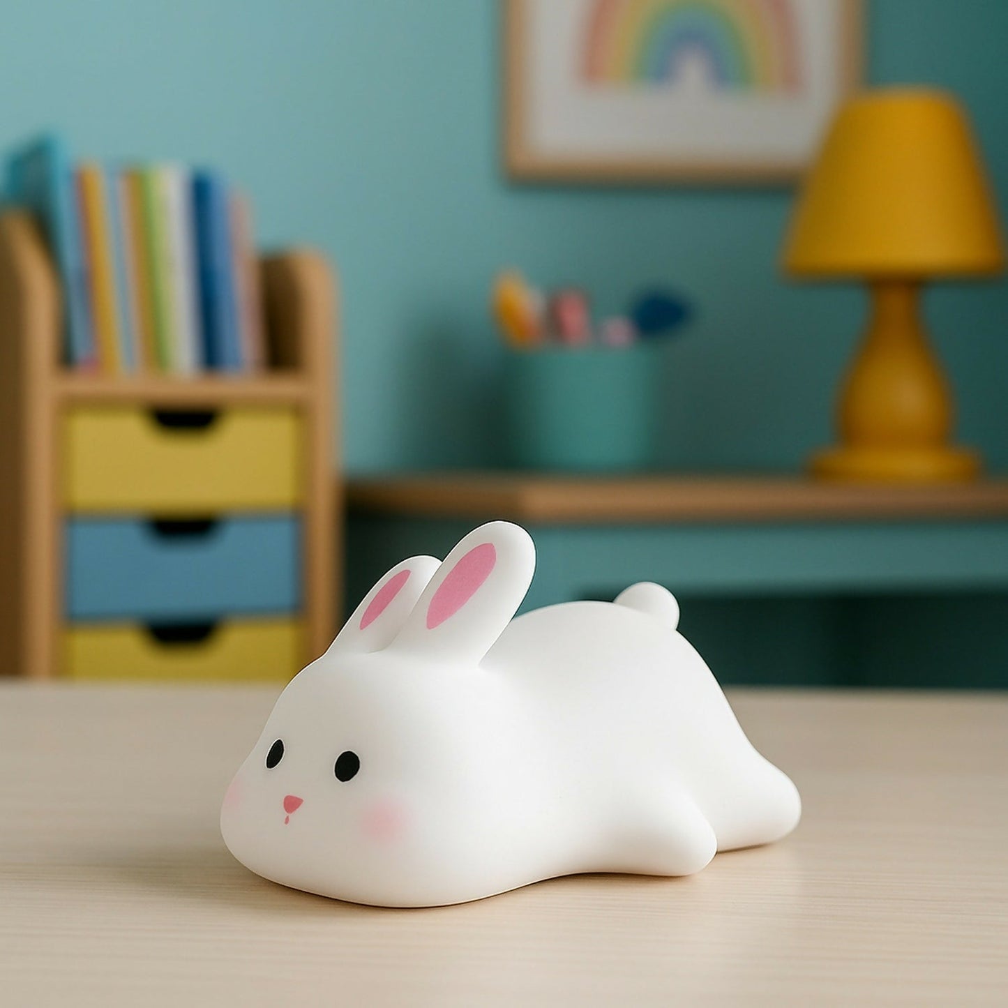 Cute Soft Bunny Night Light for Kids â€“ Warm Glow Silicone Animal Bedside