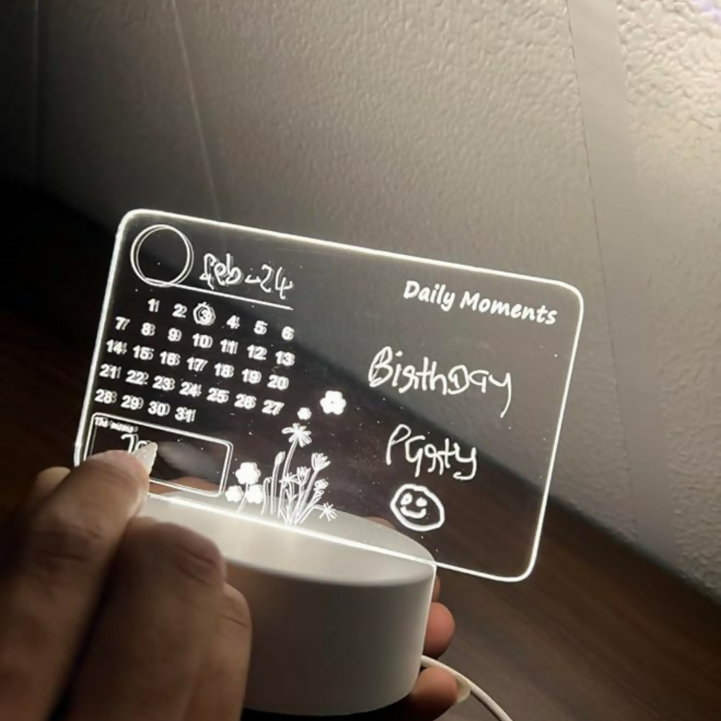 3D LED Acrylic Writing Board Design | Reusable Message Lamp with Erasable Pen & USB Cable | Custom Note Night Light for Study Table, Office Desk & Gift for Birthday, Valentine, Anniversary