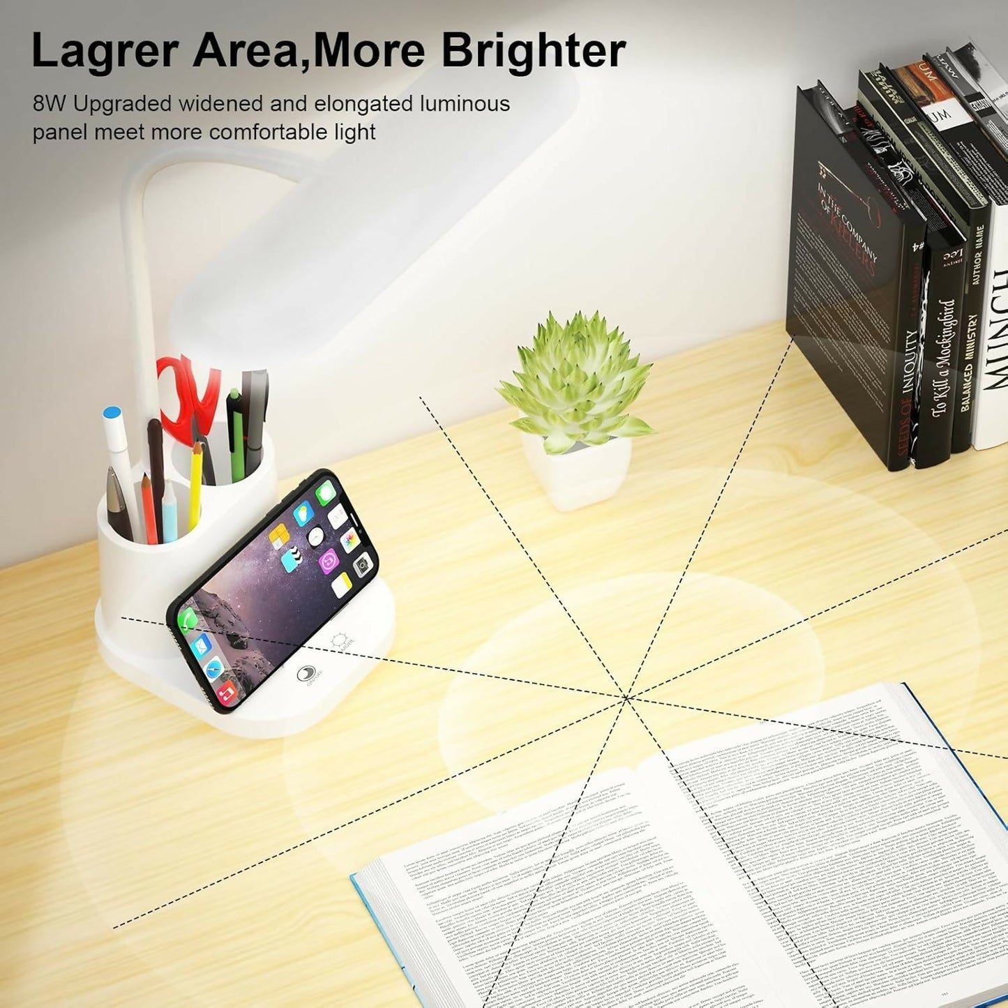 LED Desk Lamp with Pen Holder and Mobile Stand Organizer