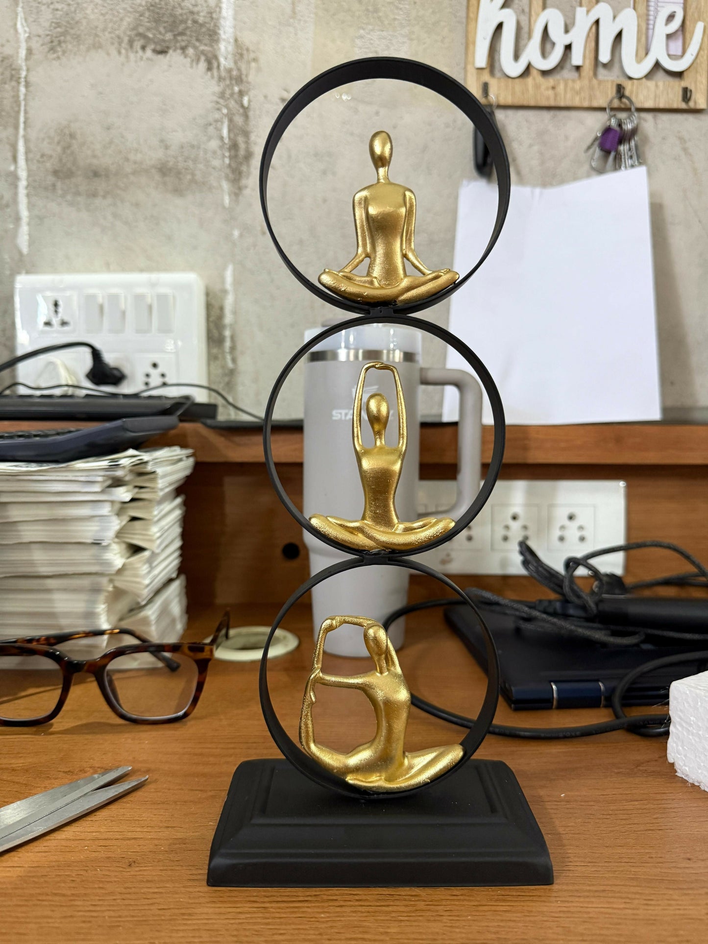 Golden Yoga Meditation Figurine Showpiece Decorative Table Decor