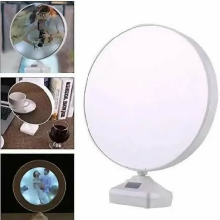 Customized Round LED mirror Photo Frame Lamp with White Base â€“ Personalized Night Light for Couples with Glowing Effect â€“ Romantic Tabletop DÃ©cor Gift for Anniversaries, Weddings, Valentine's Day & Special Occasions