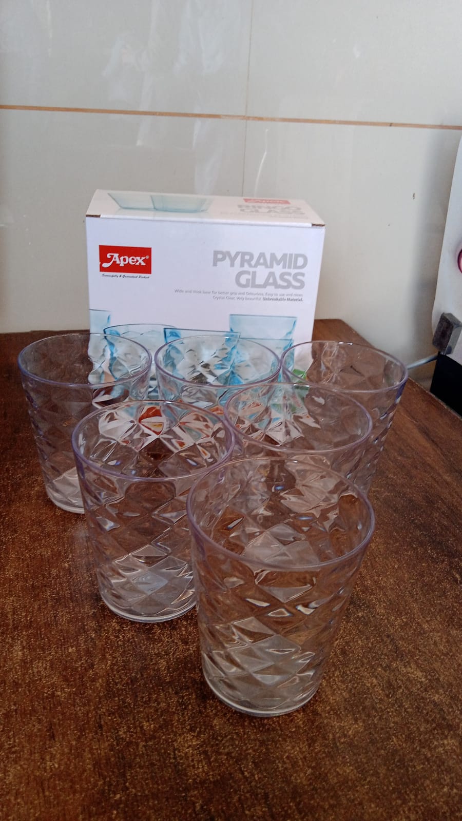 Apex Pyramid Design Unbreakable Plastic Glass â€“ 300 ML