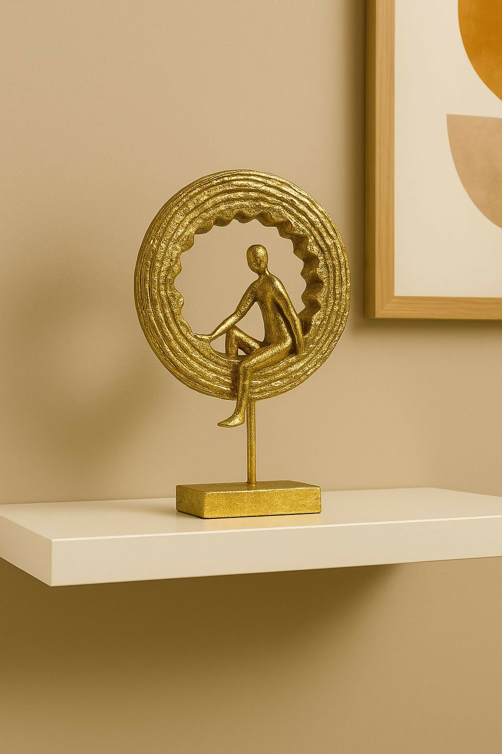 Golden Meditating Yoga Figurine Ring Sculpture for Home Decor (Any One)