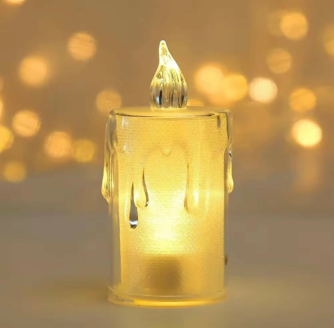 Crystal Melt Trio | Set of 3 pc light Candles Table Centrepiece Flameless Candles Transparent Small Tea Wax Birthday Proposal INS Desktop Decoration Create Atmosphere Candles Tea Lights, Diwali