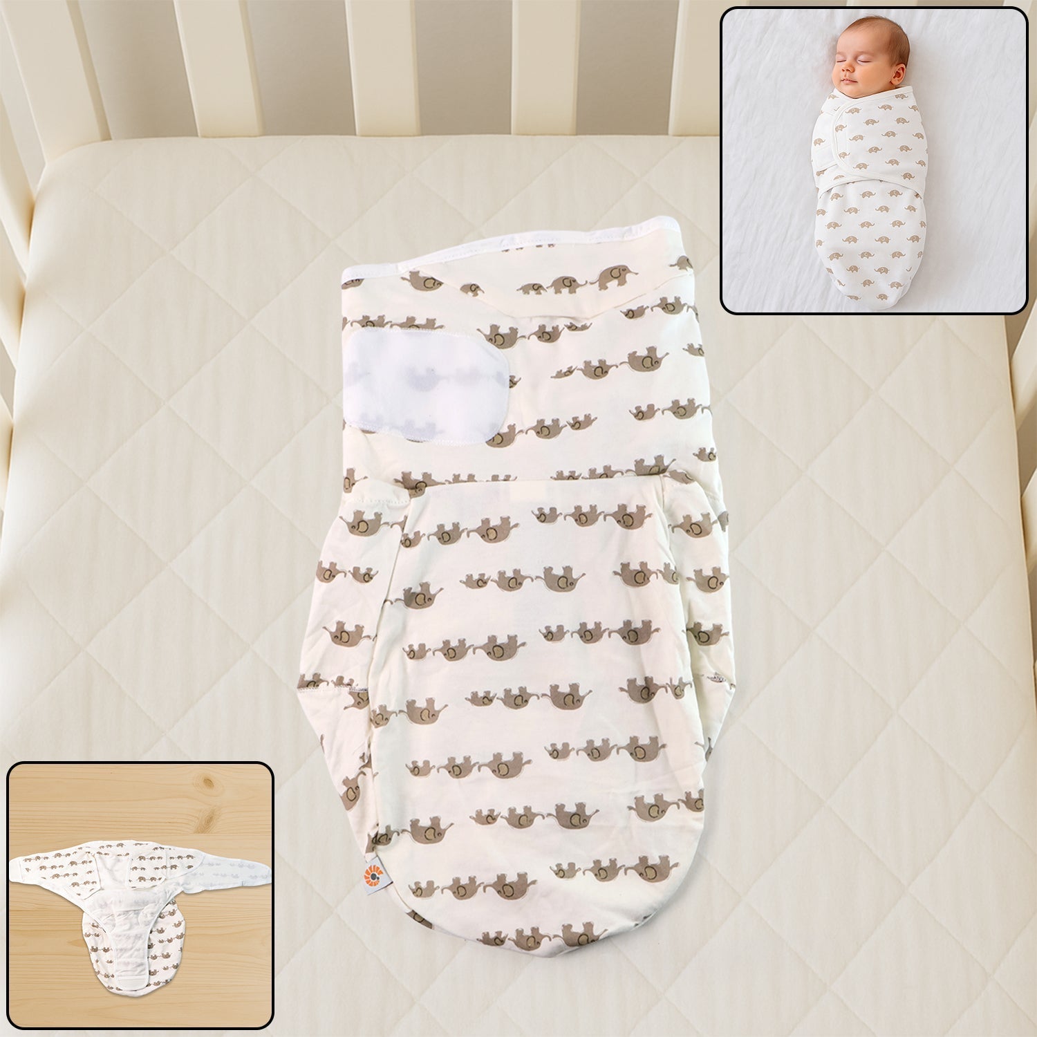 Soft Cotton Adjustable Baby Swaddle Wrap for Newborns (1 Pc)