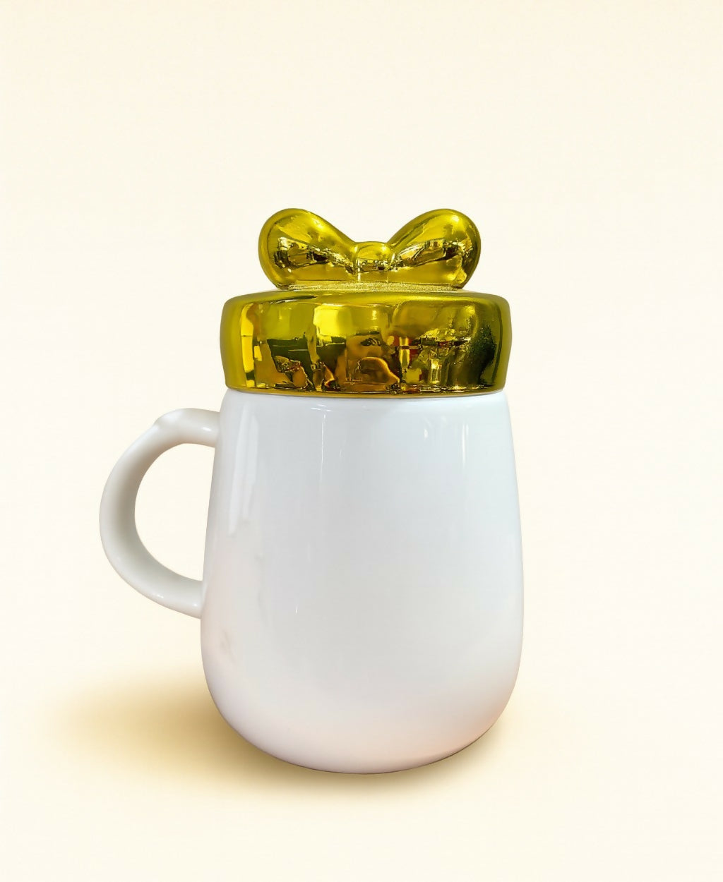 Sweet Ms. Ceramic Mug with Golden Bow Lid â€“ Gift Mug for Women