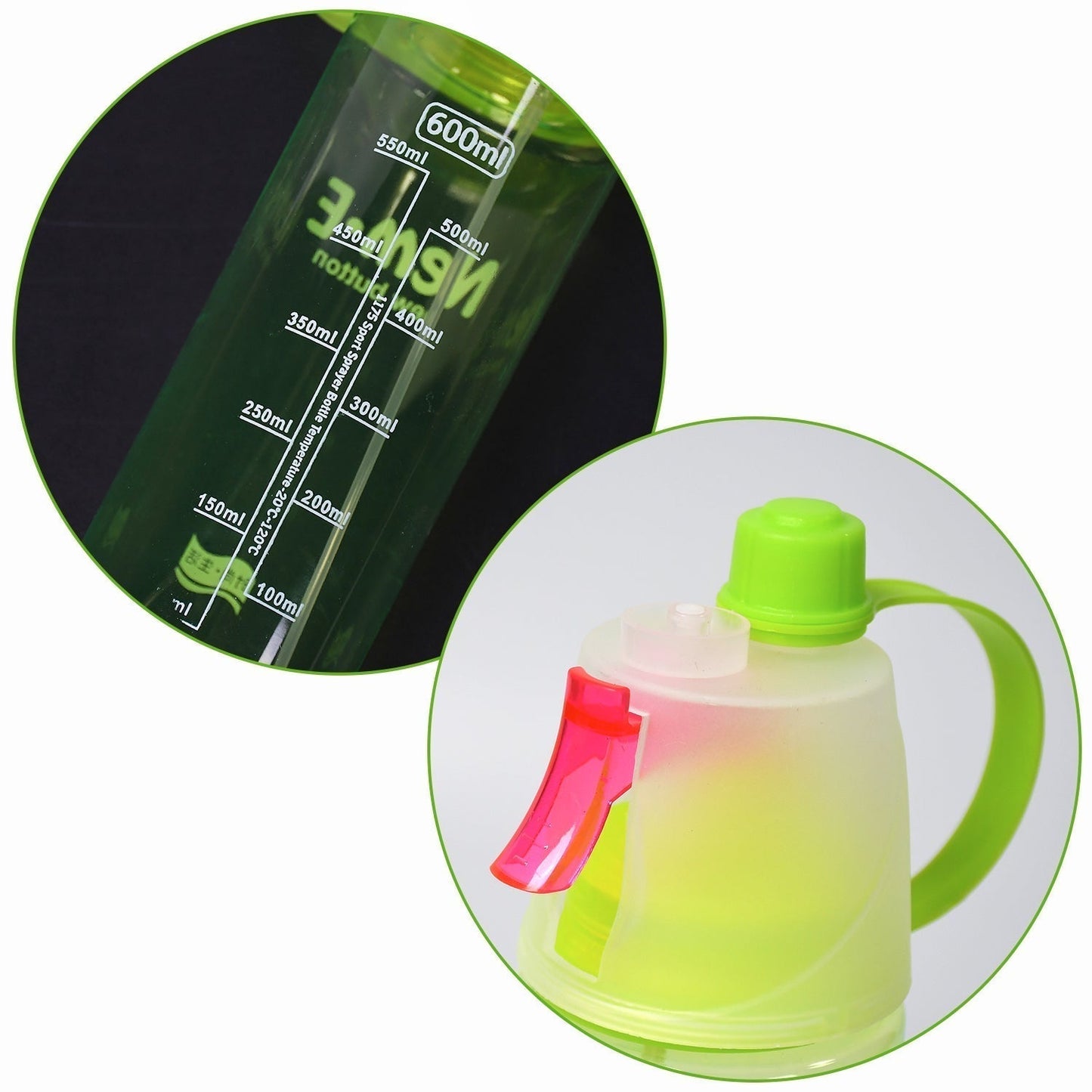 600ml BPA Free Sports Spray Water Bottle for Gym, Cycling & Hiking