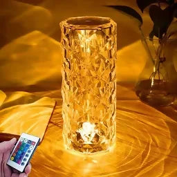 Crystal Diamond Table Lamp with Remote Control â€“ Rechargeable Touch LED Night Light for Bedroom, Living Room & Romantic Decor â€“ Multicolor Ambient Lighting for Parties, Gifts, and Home Interior Accents
