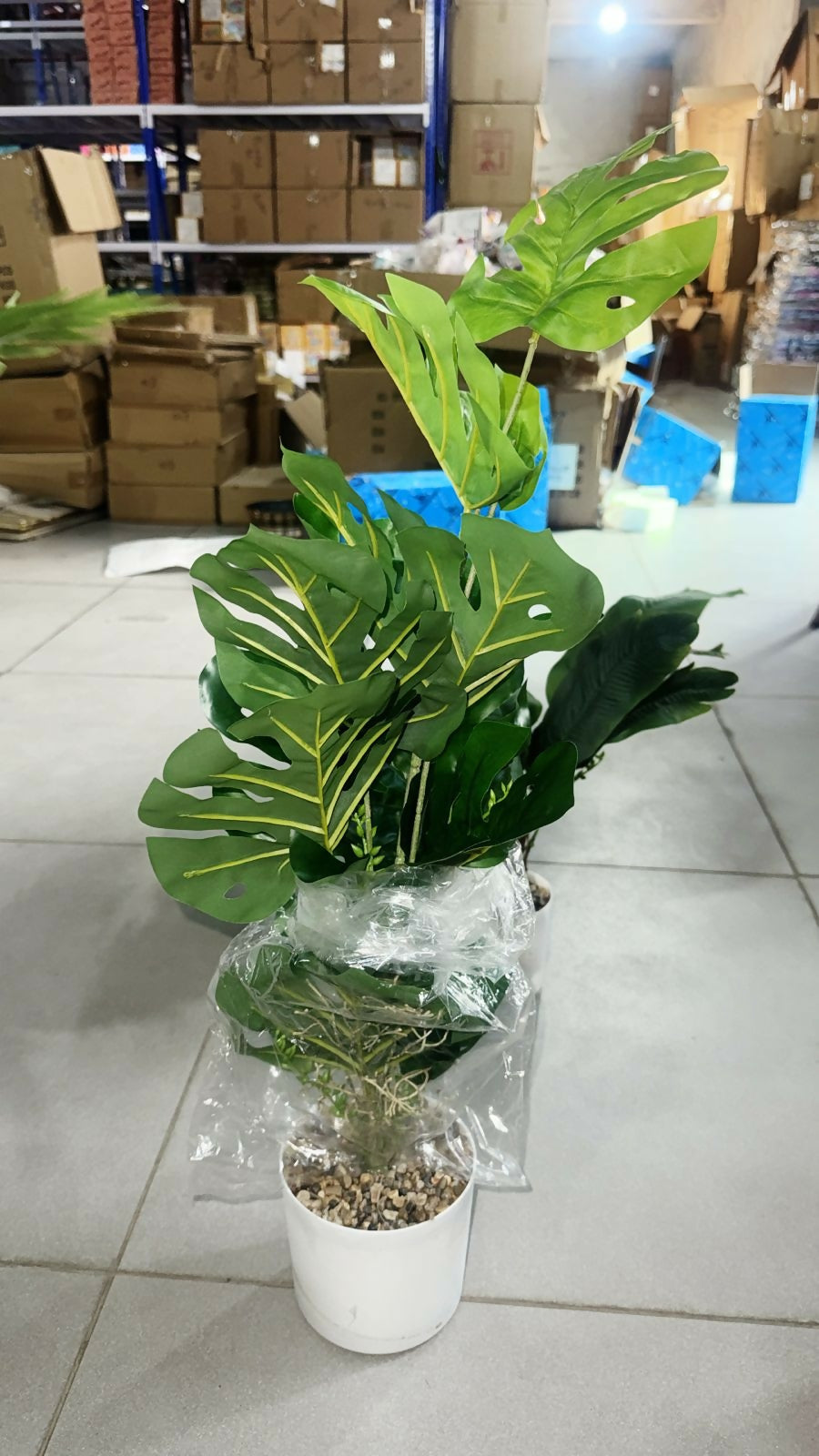Artificial Monstera Leaf Plant with Pot for Home & Office Table DÃ©cor