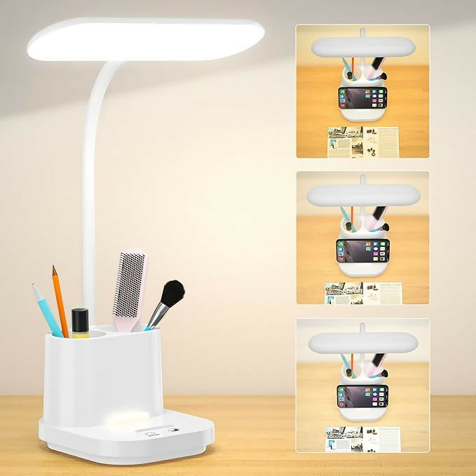 LED Desk Lamp with Pen Holder and Mobile Stand Organizer