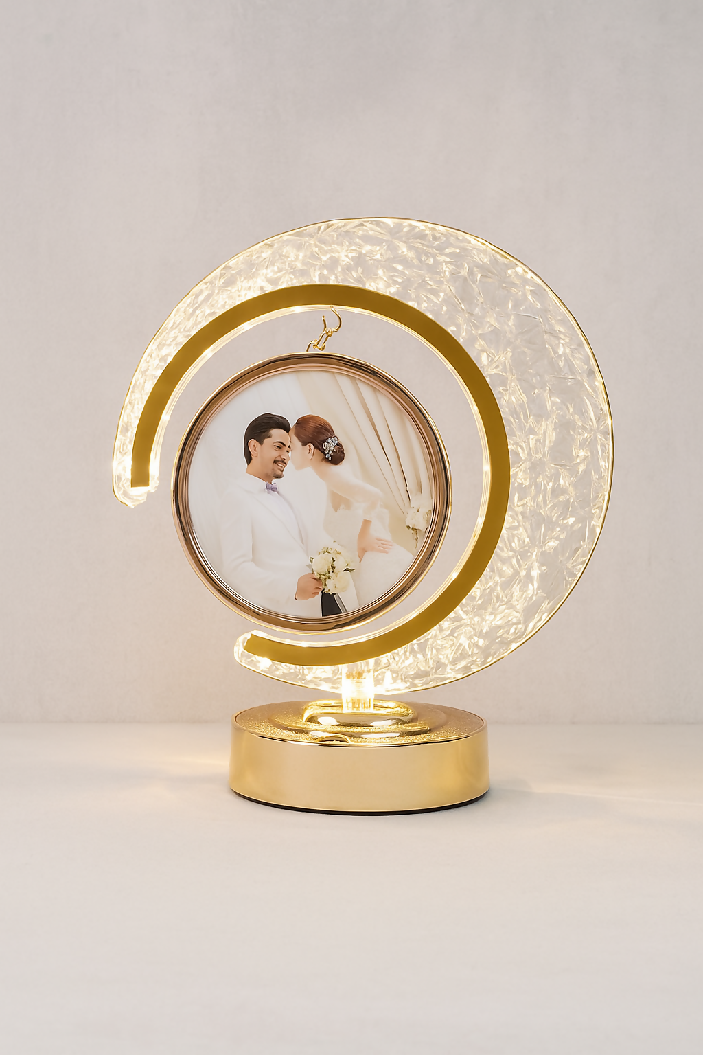 Luxury Crescent Moon LED Photo Frame Lamp