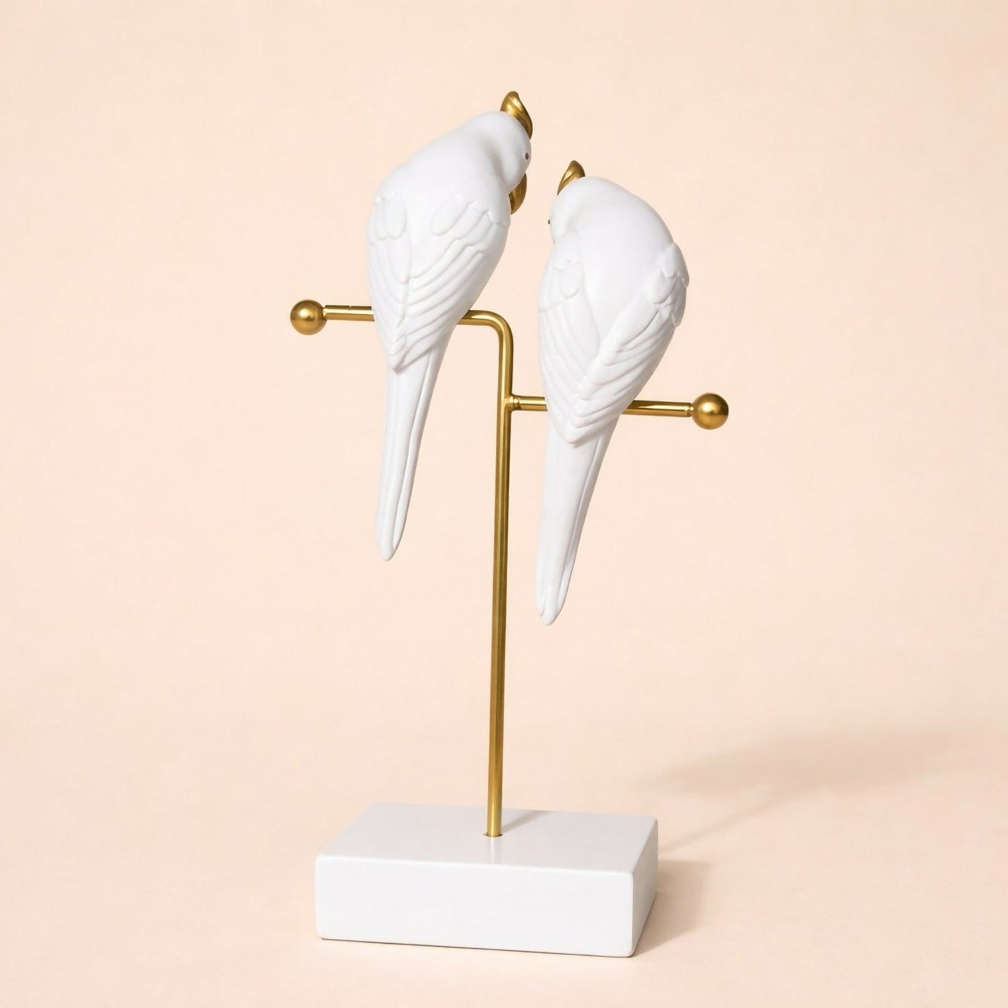 White & Gold Love Birds Decorative poly-resin Showpiece for Home & Office DÃ©cor