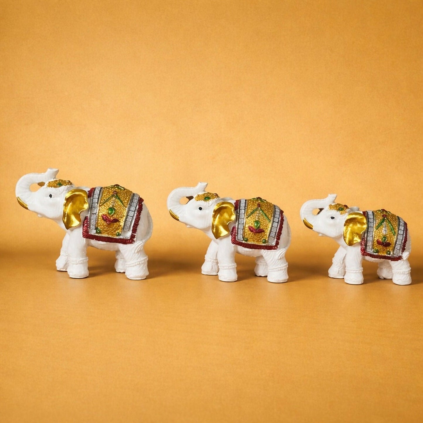 White Elephant Showpiece Set for Home DÃ©cor, Lucky Elephant Figurines