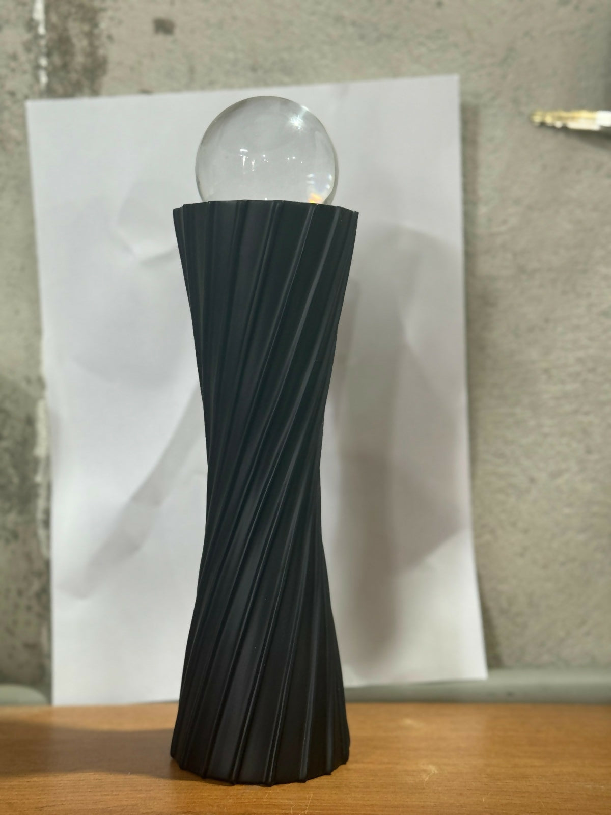 Modern Black Twisted Decorative Showpiece with Glass Ball â€“ Elegant Abstract Home Decor Accent for Living Room, Office & Bedroom | Premium Resin Art Sculpture for Table & Shelf Decoration