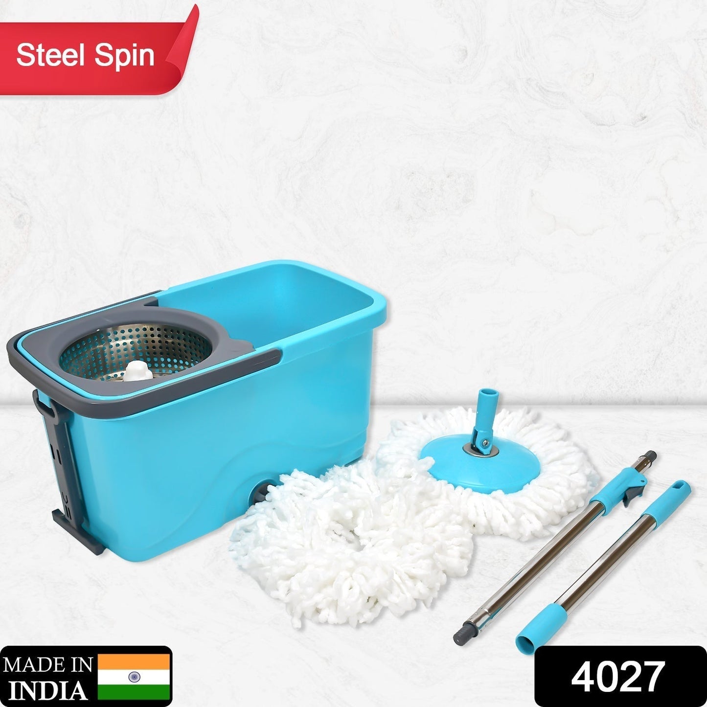 Quick Spin Mop â€“ Plastic Floor Cleaner with Big Bucket & Easy Wheels