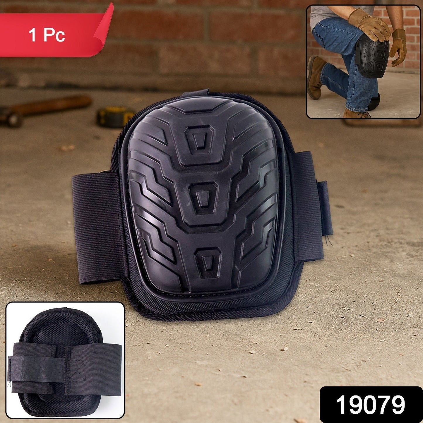 Heavy-Duty Work Knee Pad with Shock-Resistant Shell & Adjustable Straps (1 Pc)