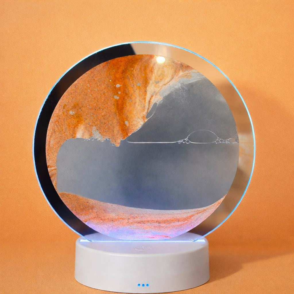LED Round Static Orange Sand Art Lamp | Ambient Decorative Night Light DÃ©cor