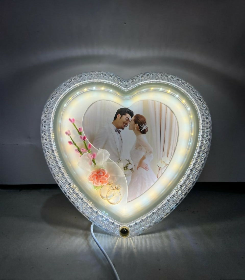 Heart Shape LED Wedding Photo Frame Lamp with Customized Picture