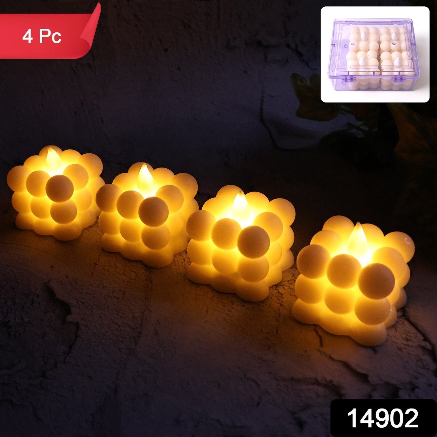 Decorative LED Bubble Candles (4 Pc / Set)