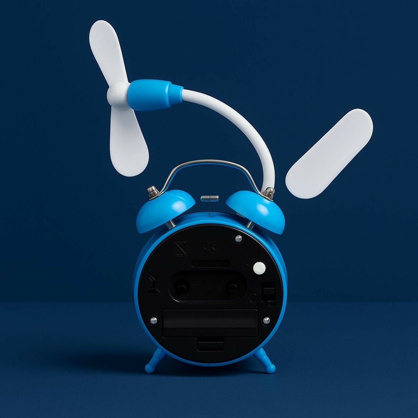 Cute Cartoon Dual Bell Kids Alarm Clock with Cooling Fan Loud Retro Table Clock