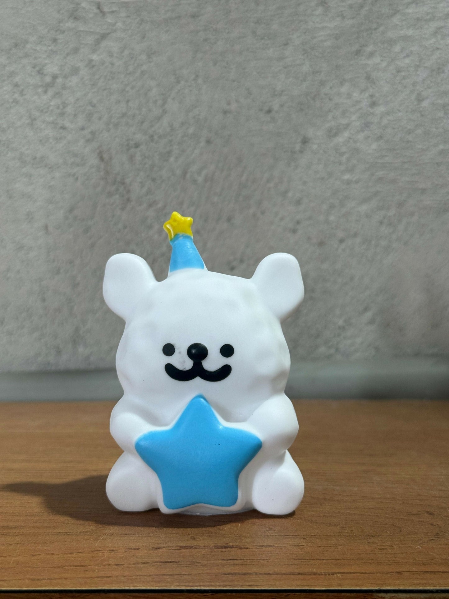 Cute White Bear Holding Blue Star â€“ Adorable Mini Desk Decor | Kids Gift Figurine