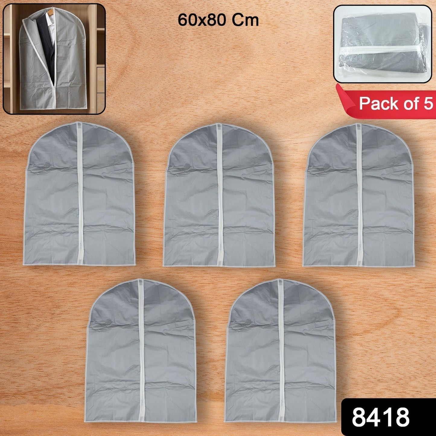 Premium Breathable Garment / Suit Cover Set (60 Ã— 80 cm, 5 Pc)