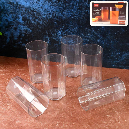 Apex Merino Nâ€™ Glass Unbreakable Plastic Drinking Glass Set (6Pc/300ml) Approx