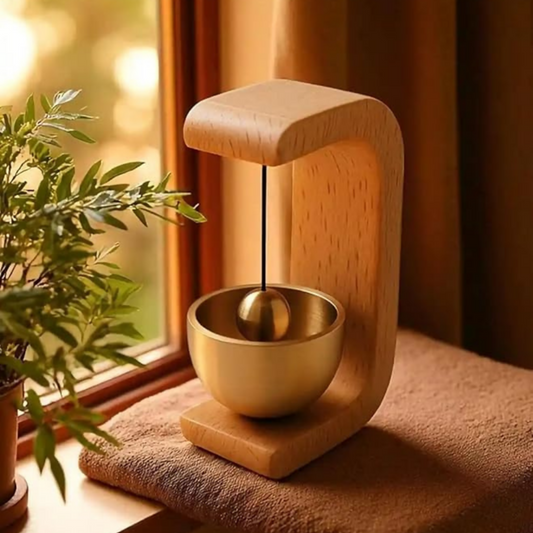 Handcrafted Wooden Door Bell with Premium Brass Bell | Elegant Hanging Door Chime for Home Entrance, Living Room, CafÃ© & Shop DÃ©cor | Soft Soothing Tone | Luxury Minimalist Wooden Frame Doorbell for Main Door & Indoor Spaces