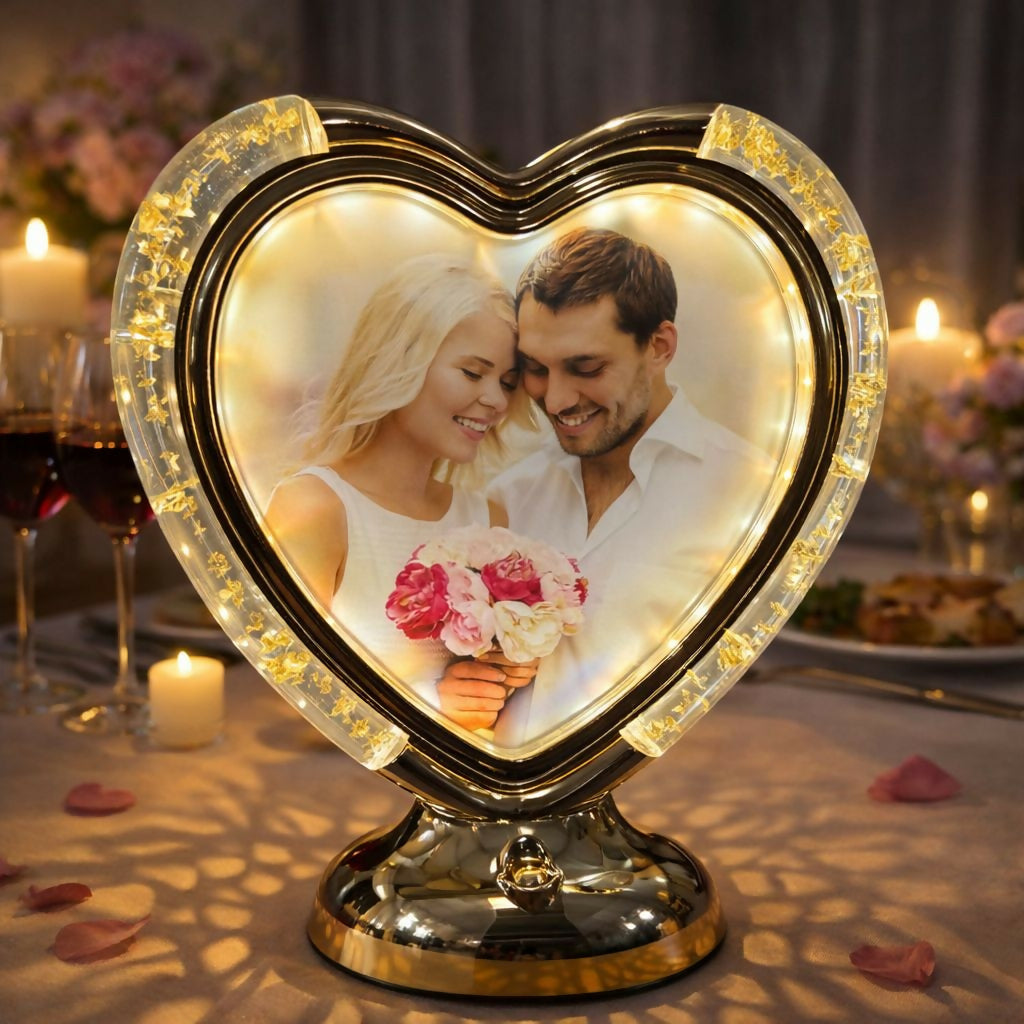 Heart Shape LED Photo Frame Lamp with Warm Light for Home DÃ©cor & Gifts