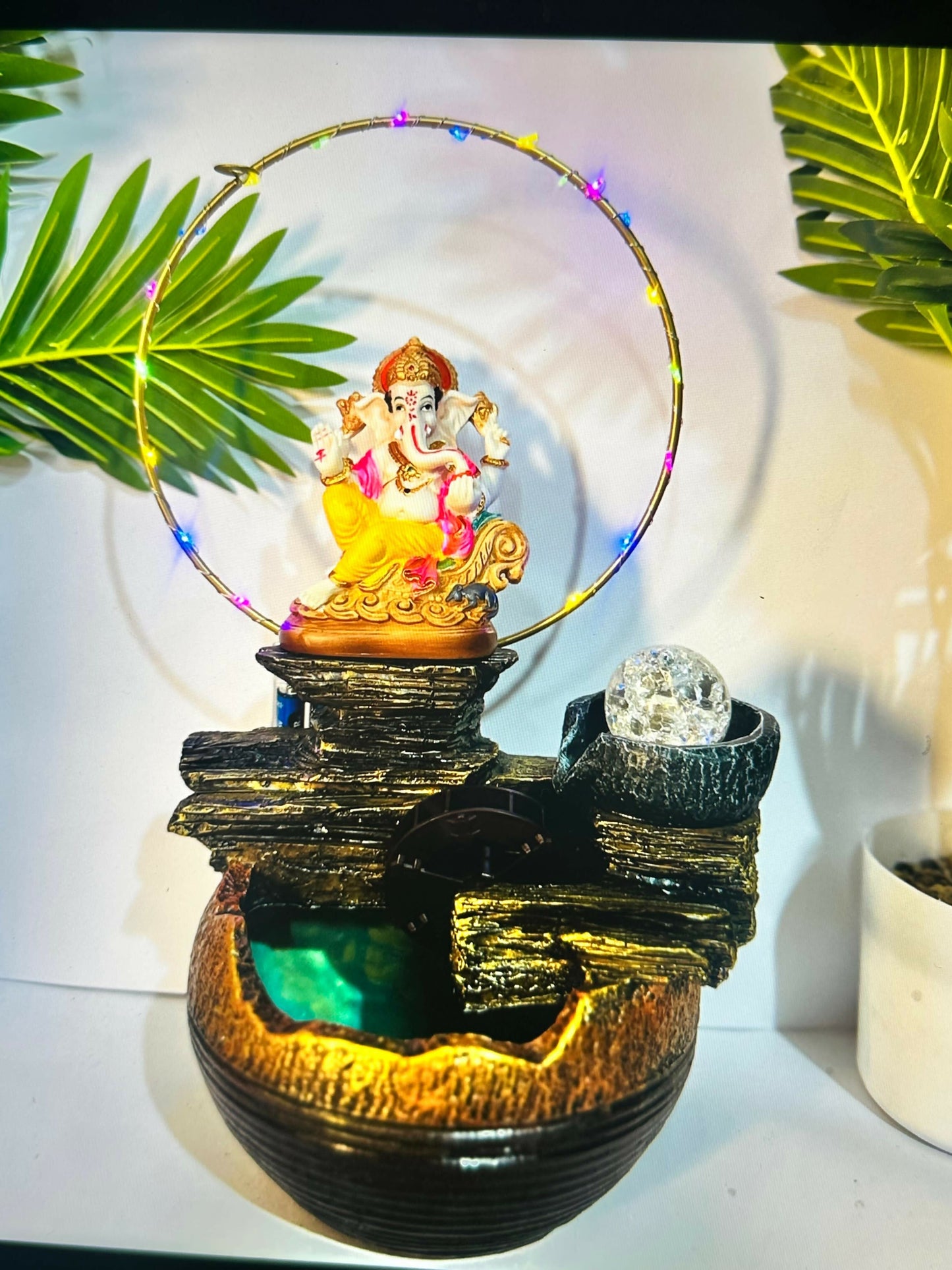 Ganesh Ji Waterfall Showpiece (Multicolor)