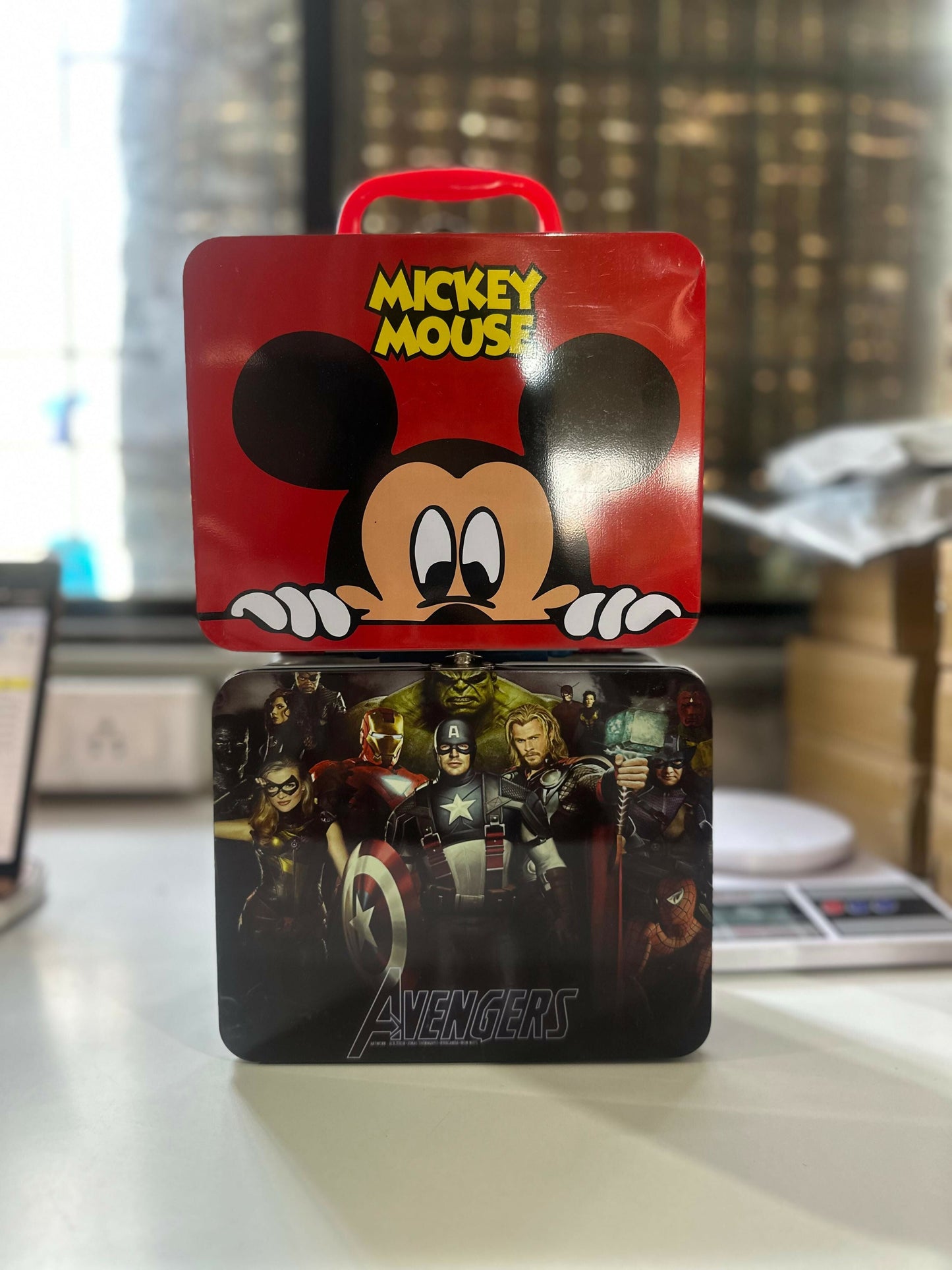 Kids Cartoon Metal Piggy Bank Coin Saving Box with Handle & Lock(Design may vary)