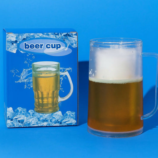 Frosted Glass Beer Mug with Handle â€“ Premium Chilled Beer Cup for Home Bar, Parties, and Gifting | Large Capacity, Freezer Safe, Modern Matte Finish | Ideal for Beer, Juices & Cold Beverages