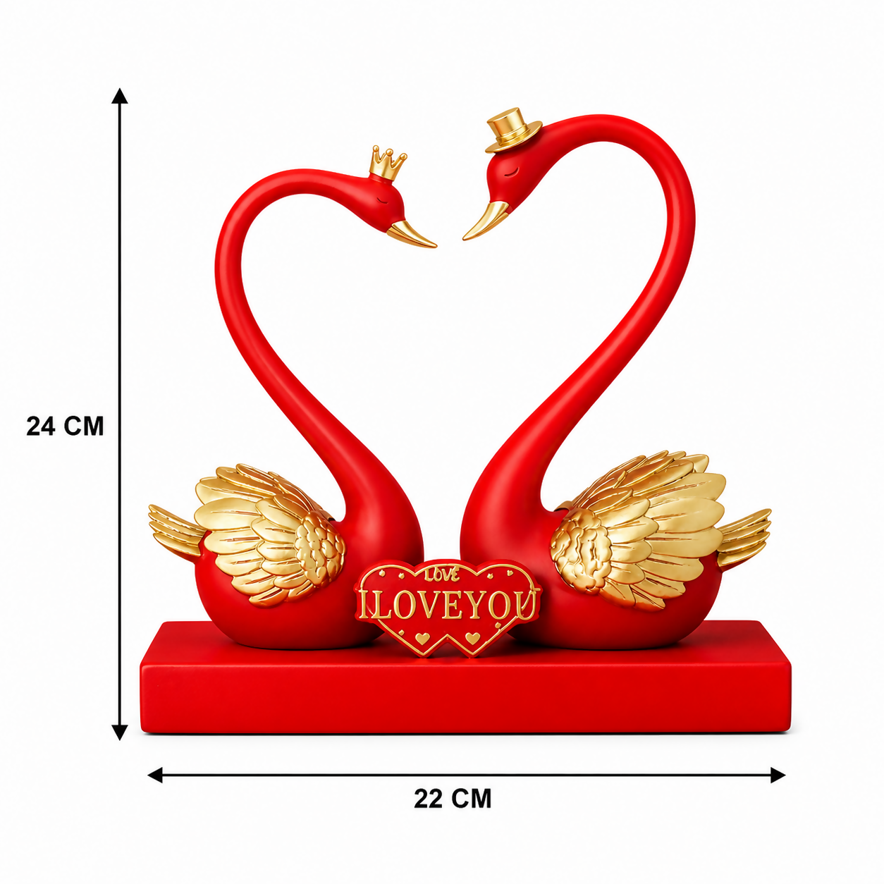 Romantic Swan Couple Showpiece with Love Plaque Home Decor (Color may vary)