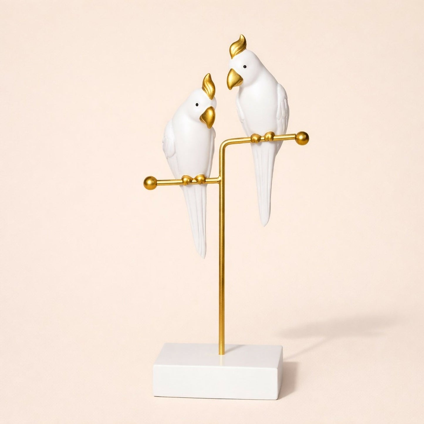 White & Gold Love Birds Decorative poly-resin Showpiece for Home & Office DÃ©cor