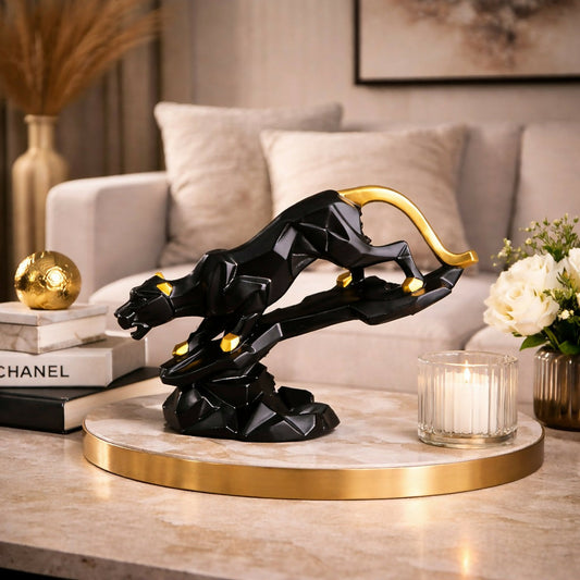 Abstract Black Gold Panther Showpiece Decorative Home Statue