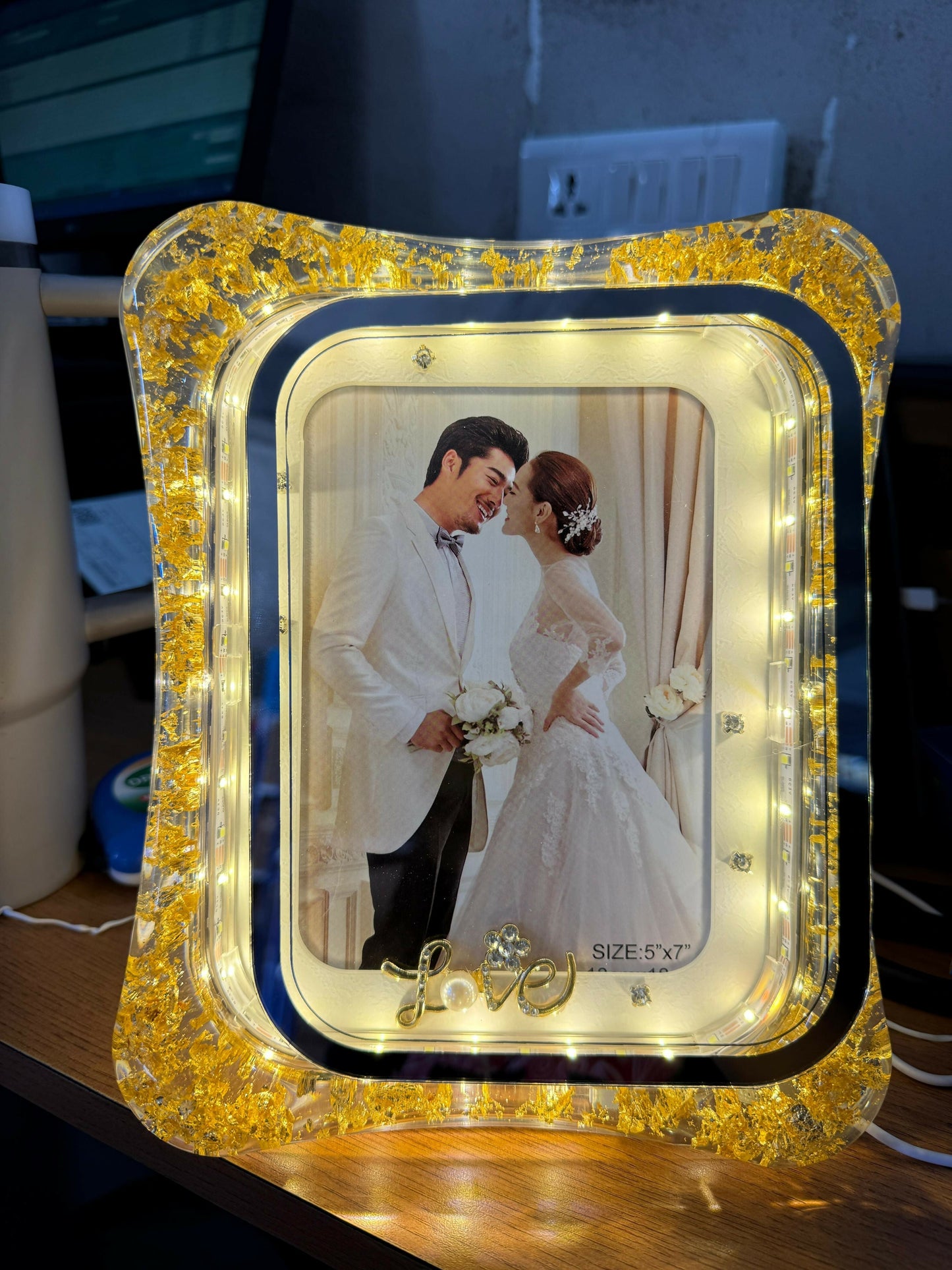 LED Crystal Love Photo Frame with Light Decorative Display