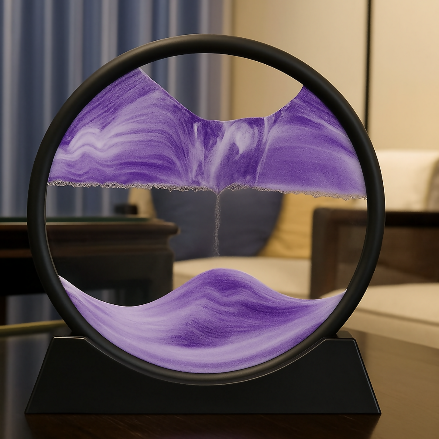 Premium Rotating Circular Sandscape Art Lamp for Home & Office DÃ©cor | Mesmerizing Flowing Sand Display with Elegant Black Frame | Relaxation Desktop Showpiece for Living Room, Bedroom & Work Desk | Calming Stress-Relief Motion Art Gift