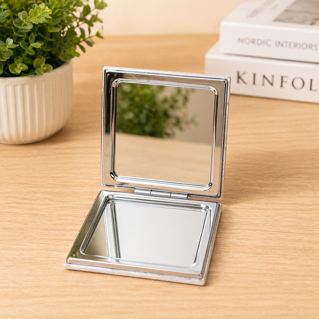 Pocket Folding Makeup Mirror Compact Travel Mirror with Designer Cover (Mix Any One)