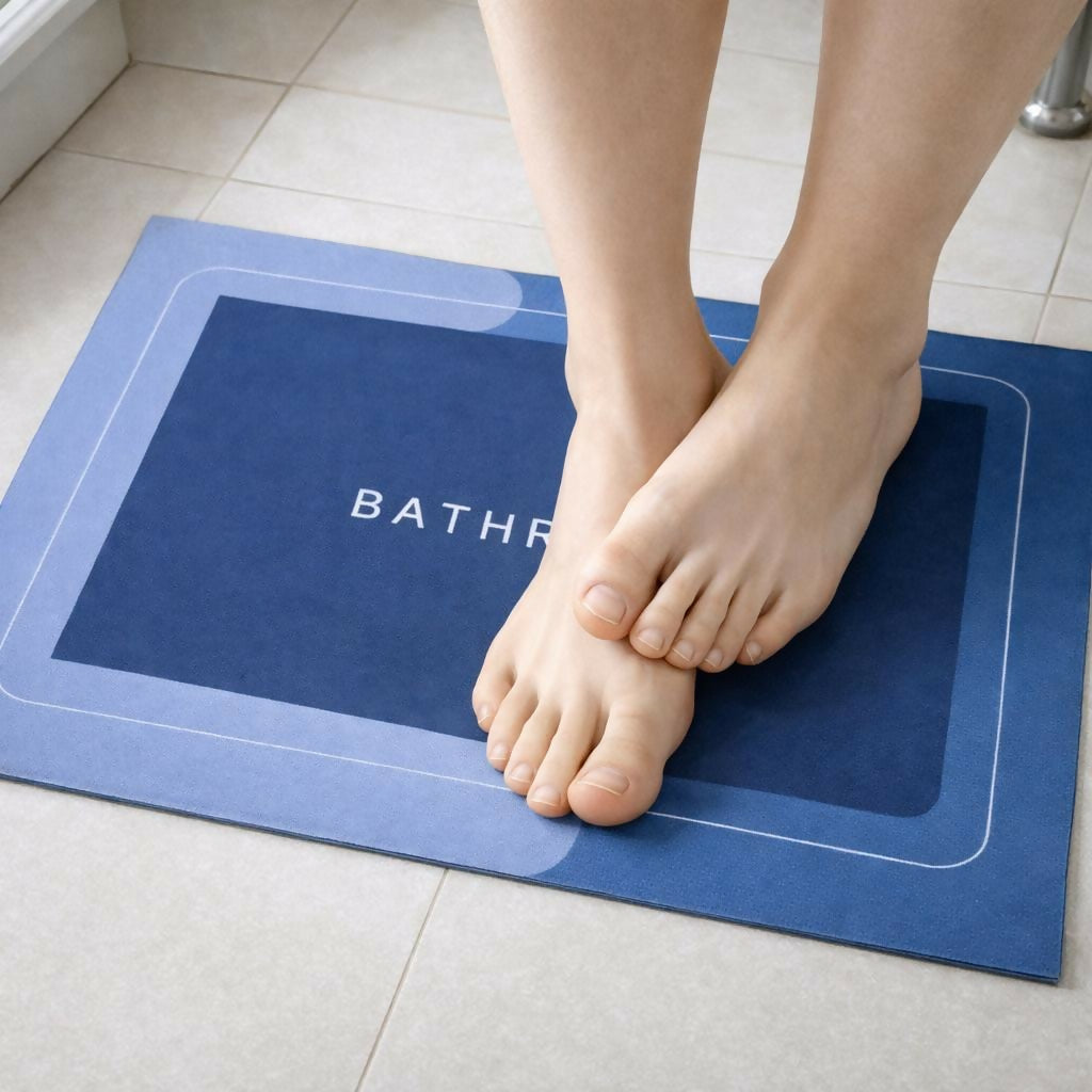 Rectangle B Grade Bathroom Mat â€“ Waterproof Quick-Dry Floor Mat Blue (100Gm)