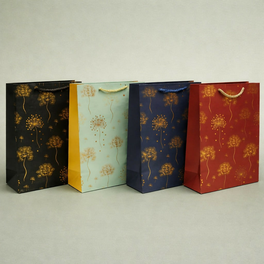 Premium Gold Floral Gift Bag with Handle Paper Carry Bag