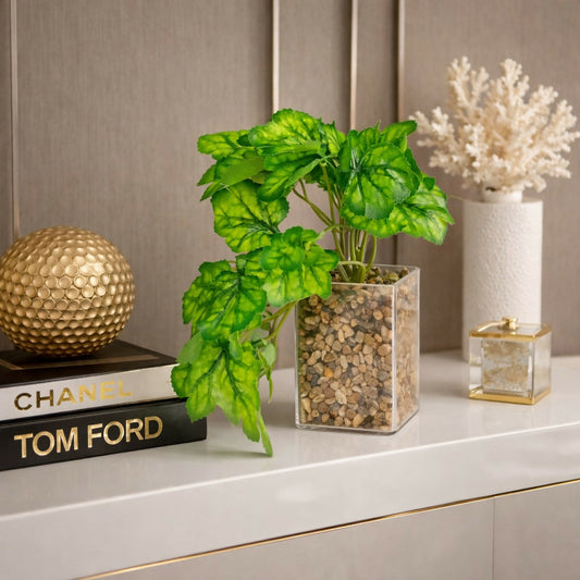 Artificial Trailing Leaf Plant in Clear Pot for Home & Office Table DÃ©cor
