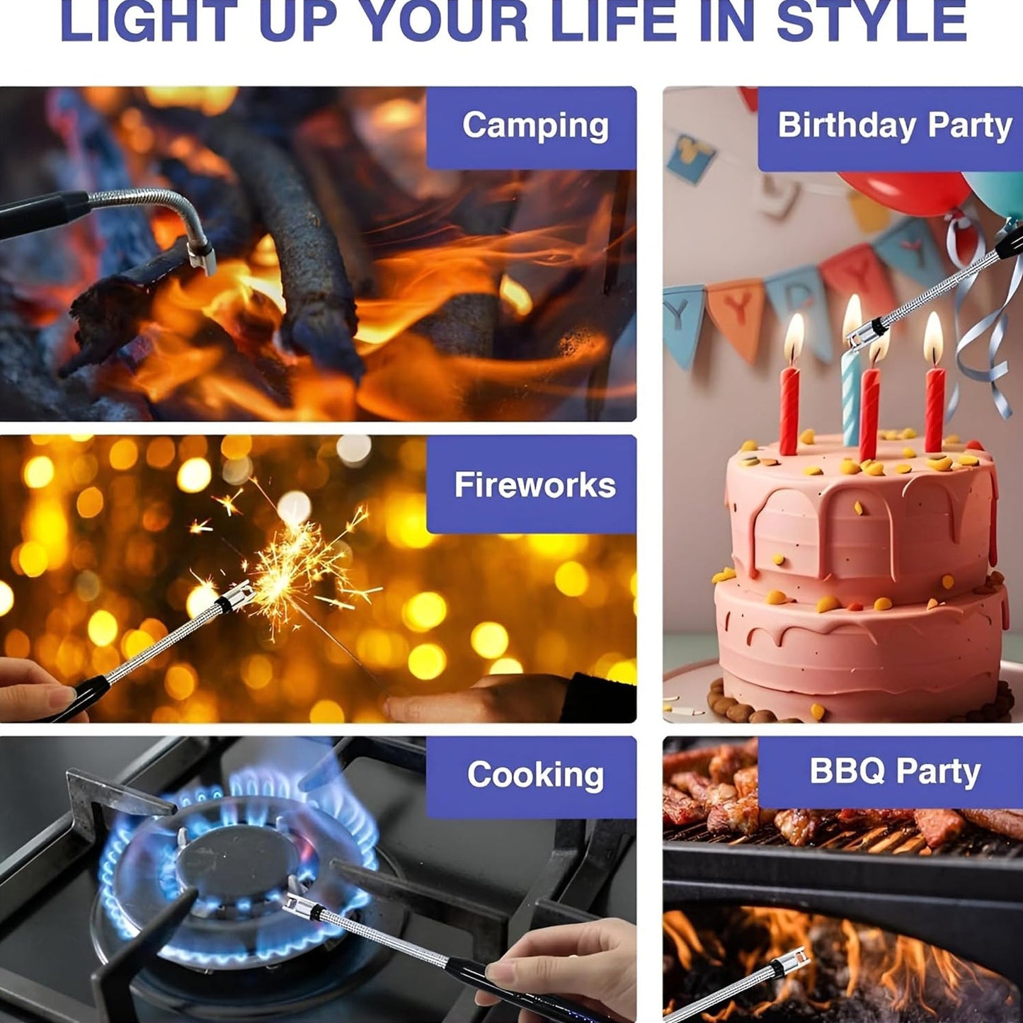 Metal Rechargeable Electric Arc Lighter with Flexible Neck (1 Pc)
