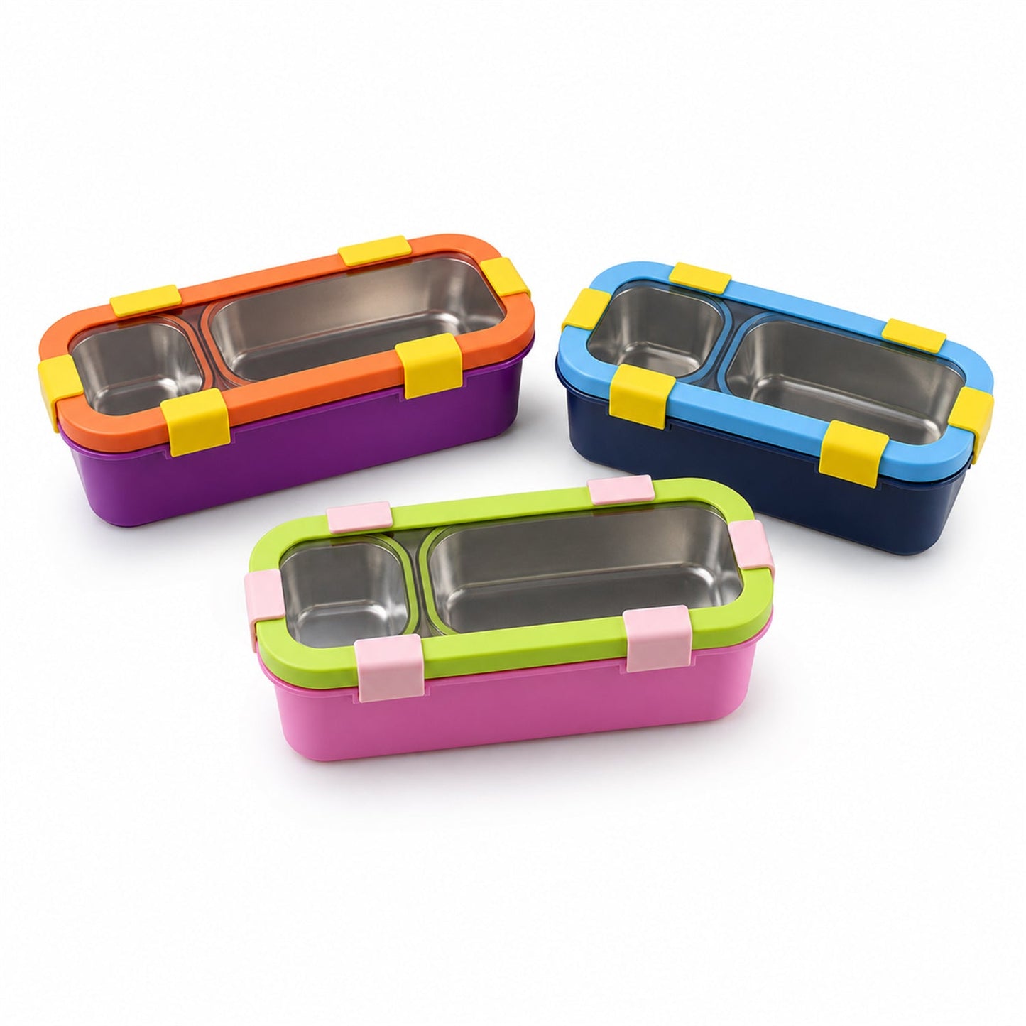 Stainless Steel Leak-Proof Lunch Box with 2 Compartments With Spoon & fork