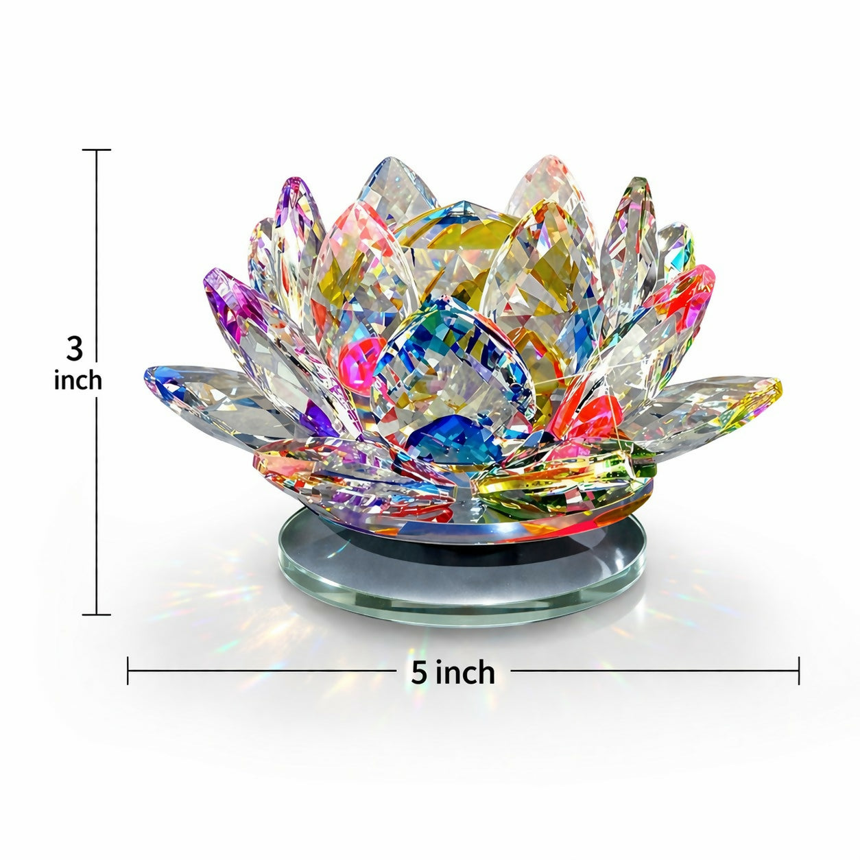 Crystal Lotus Decorative Showpiece with Multicolor Light Reflection
