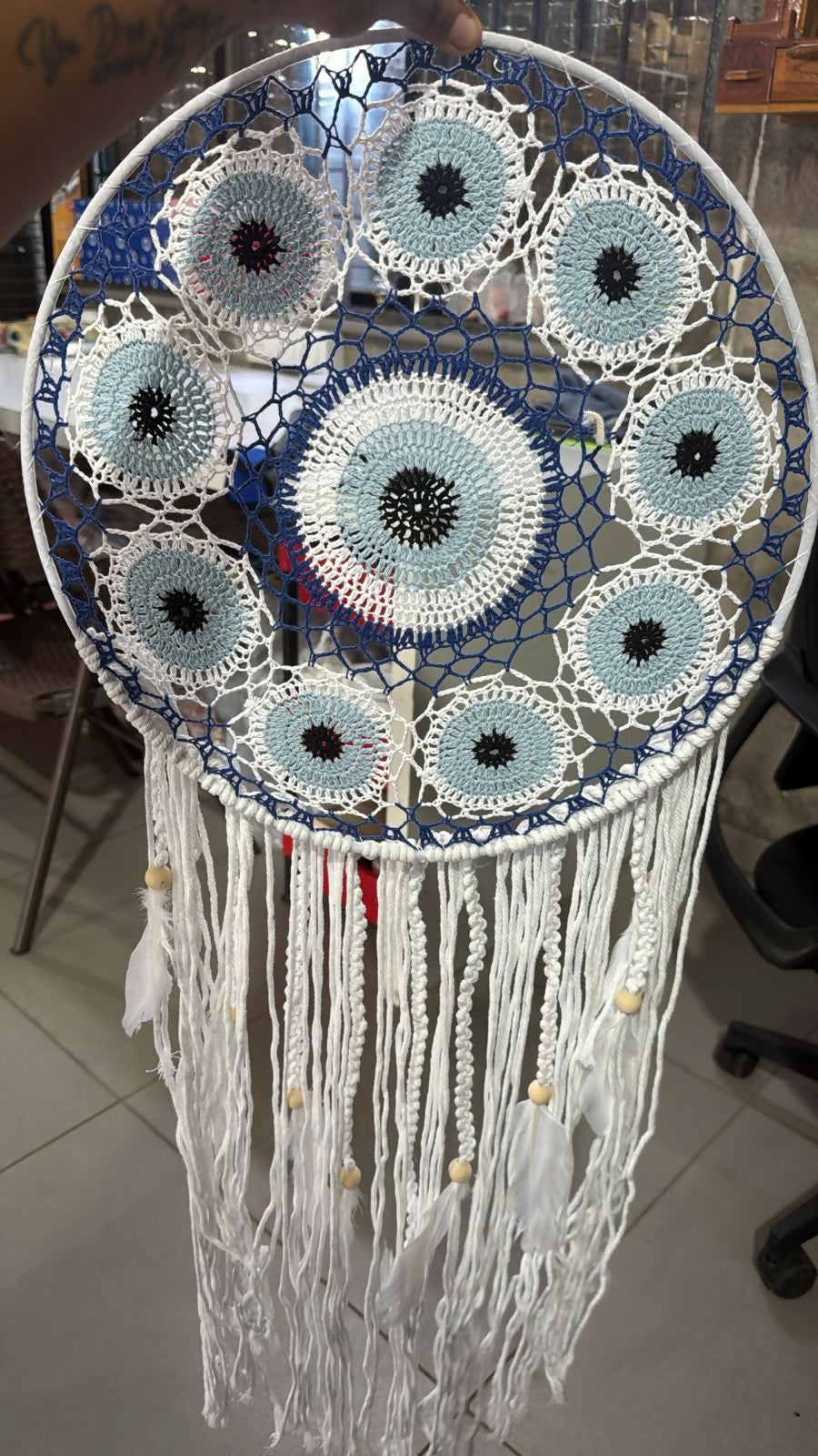 Handcrafted Dream Catcher Wall Hanging with Feathers Boho Decor