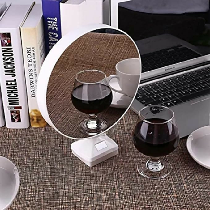 Customized Round LED mirror Photo Frame Lamp with White Base â€“ Personalized Night Light for Couples with Glowing Effect â€“ Romantic Tabletop DÃ©cor Gift for Anniversaries, Weddings, Valentine's Day & Special Occasions
