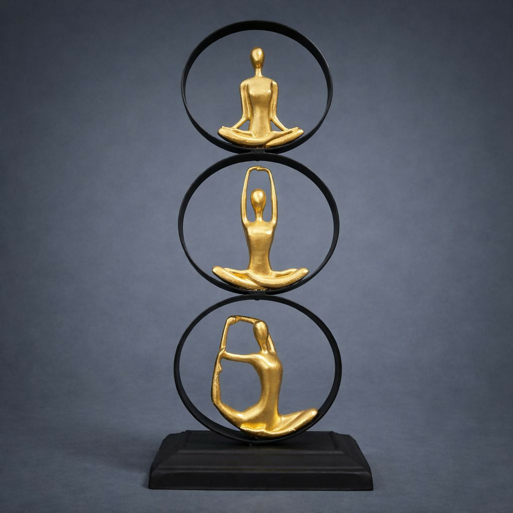 Golden Yoga Meditation Figurine Showpiece Decorative Table Decor